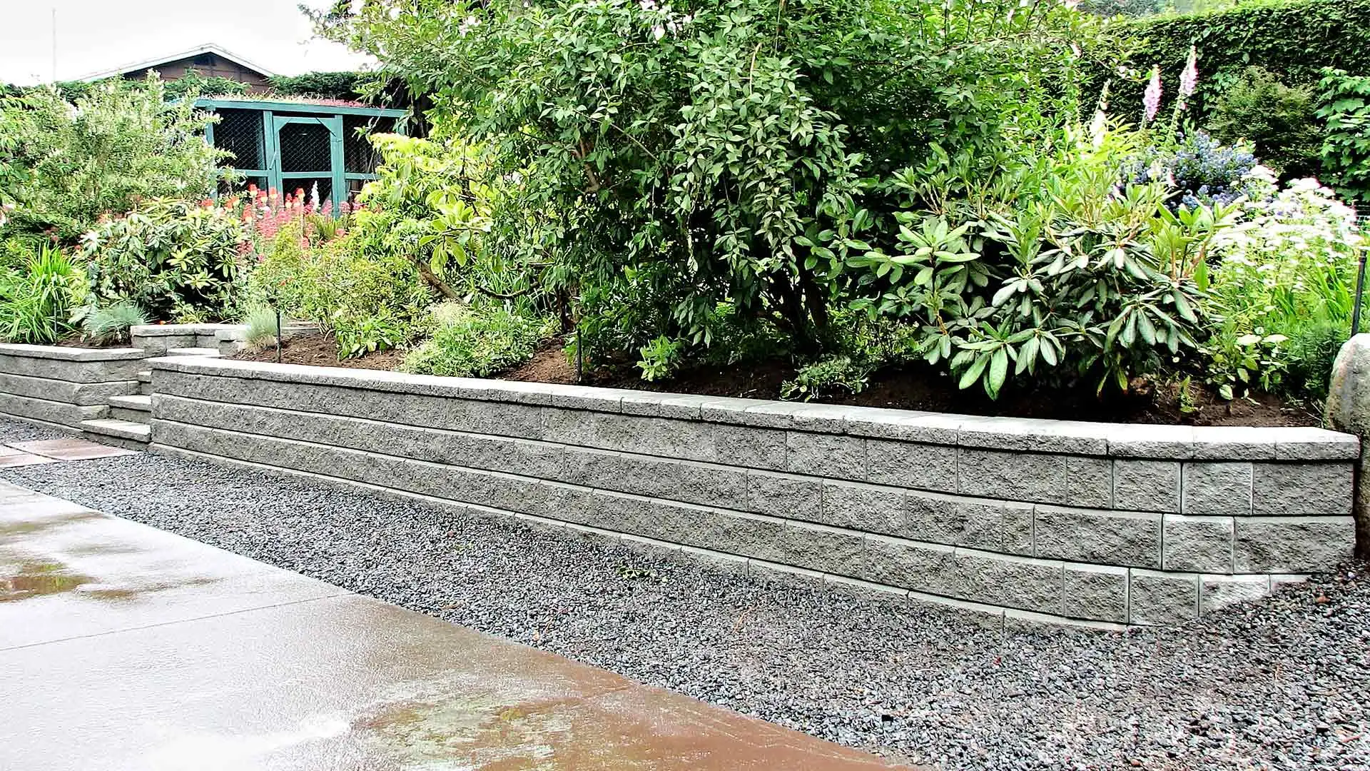 Stone retaining wall constructed at a Orlando, FL residence.