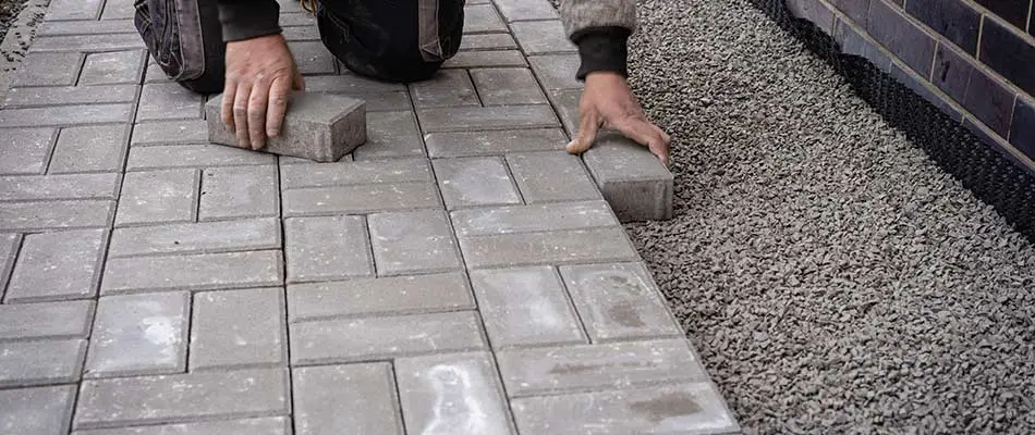 Concrete pavers placed for a walkway design at a Clermont, FL project.